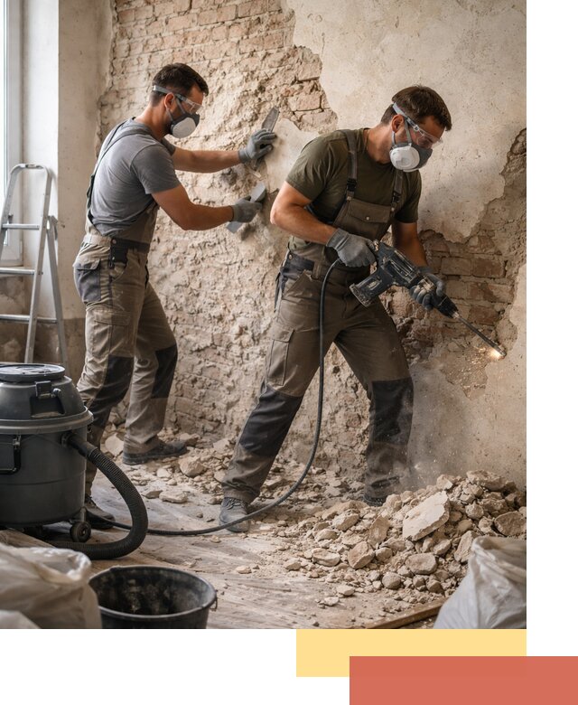 Демонтаж штукатурки со стен в Алексине быстро и аккуратно