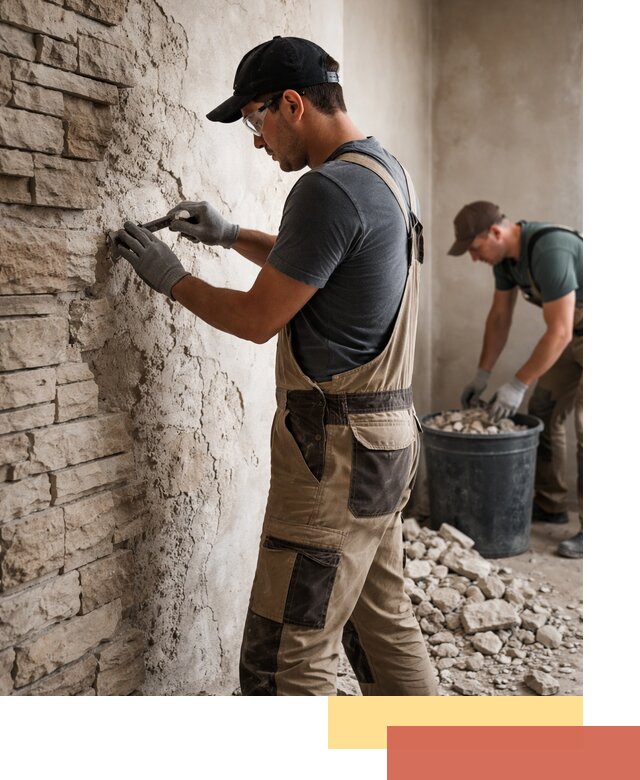 Демонтаж декоративного камня в Алексине профессионально и безопасно