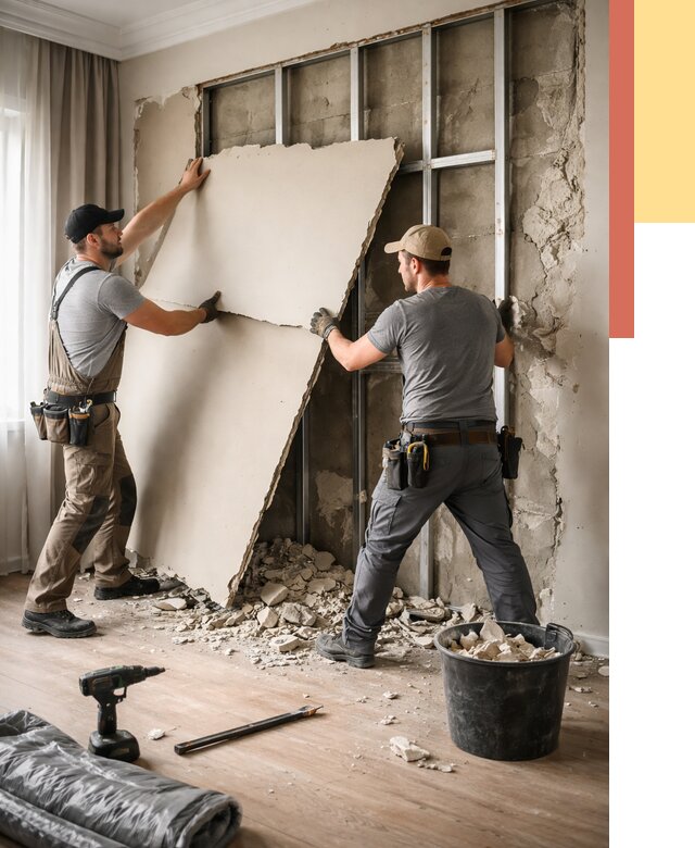 Демонтаж гипсокартона со стен в Алексине от 385 руб. — услуги демонтажа | ОТДЕЛОЧНИК-Лкс