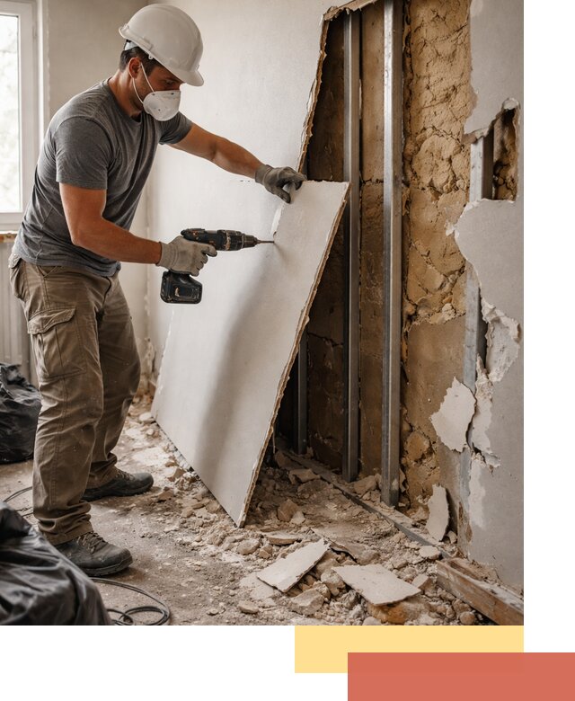 Демонтаж гипсокартона со стен в Алексине качественно и быстро