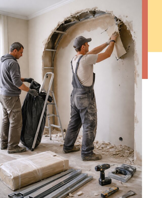 Демонтаж арки из гипсокартона в Алексине от 3846 руб. — услуги под ключ | ОТДЕЛОЧНИК-Лкс