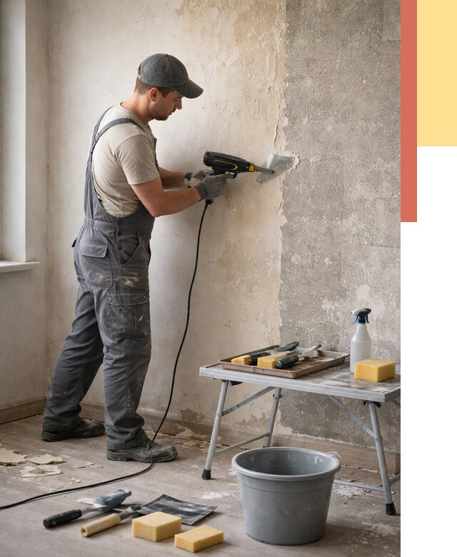 Очистка стен от клея в Алексине от 2033 руб. — снятие и удаление клея со стен | ОТДЕЛОЧНИК-Лкс