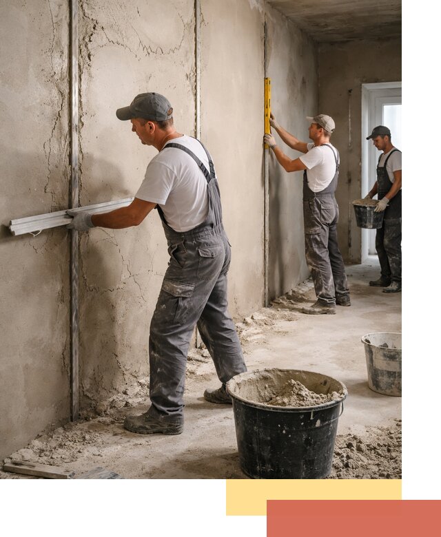 Штукатурка стен по маякам в Алексине — точная и ровная поверхность