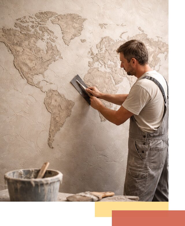 Декоративная штукатурка «Карта мира» под ключ в Алексине