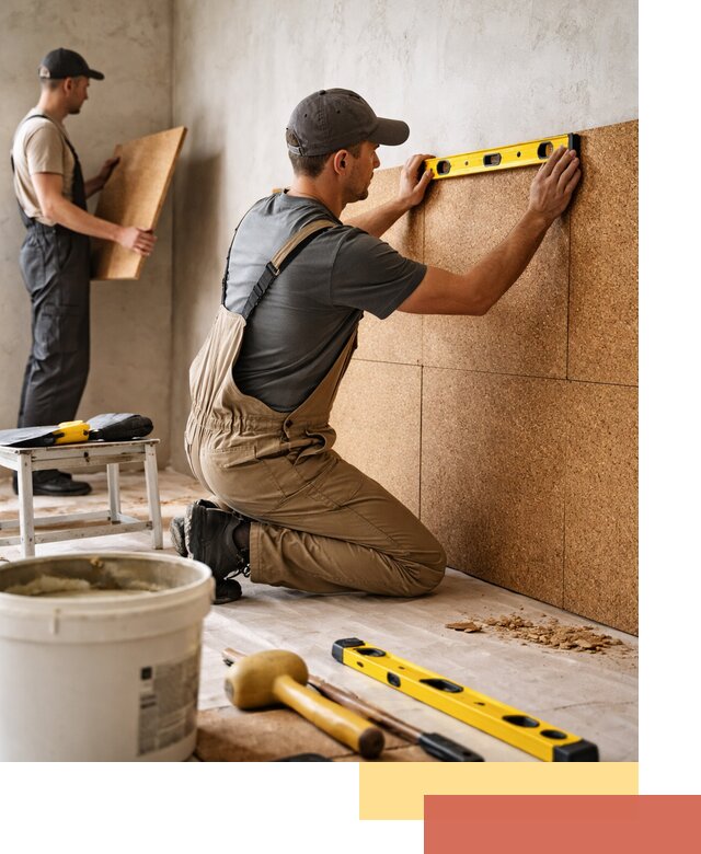 Монтаж пробковых панелей на стены в Алексине быстро и качественно