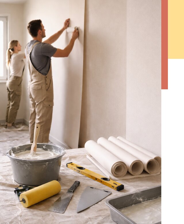 Поклейка бумажных обоев в Алексине от 6043 руб./м2 — быстро и недорого | ОТДЕЛОЧНИК-Лкс