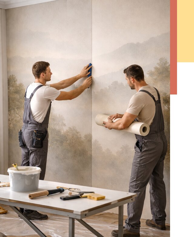 Поклейка фотообоев в Алексине от 9340 руб/м² — быстро и недорого | ОТДЕЛОЧНИК-Лкс