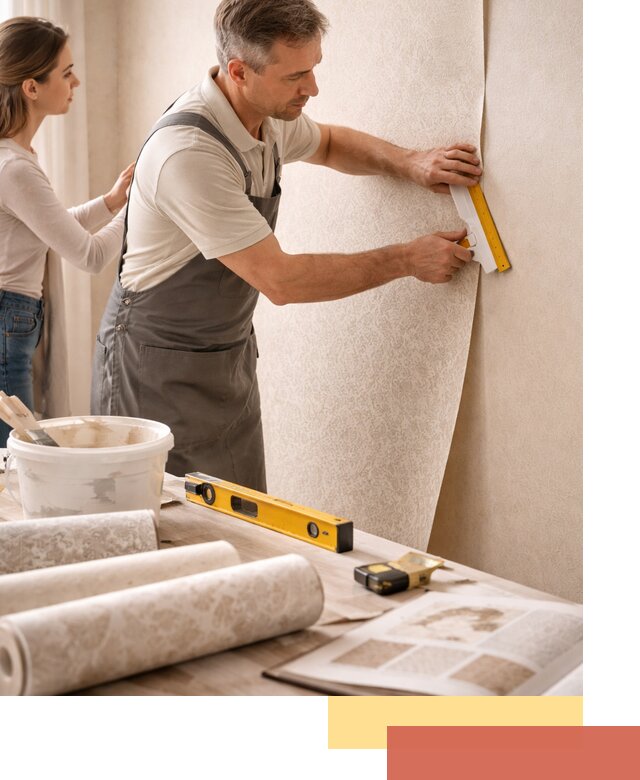 Поклейка обоев с подбором рисунка в Алексине