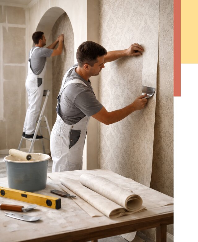 Поклейка обоев на сложные стены в Алексине от 3077 руб. под ключ | ОТДЕЛОЧНИК-Лкс