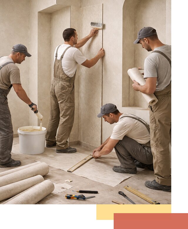 Поклейка обоев на сложные стены и неровные поверхности в Алексине