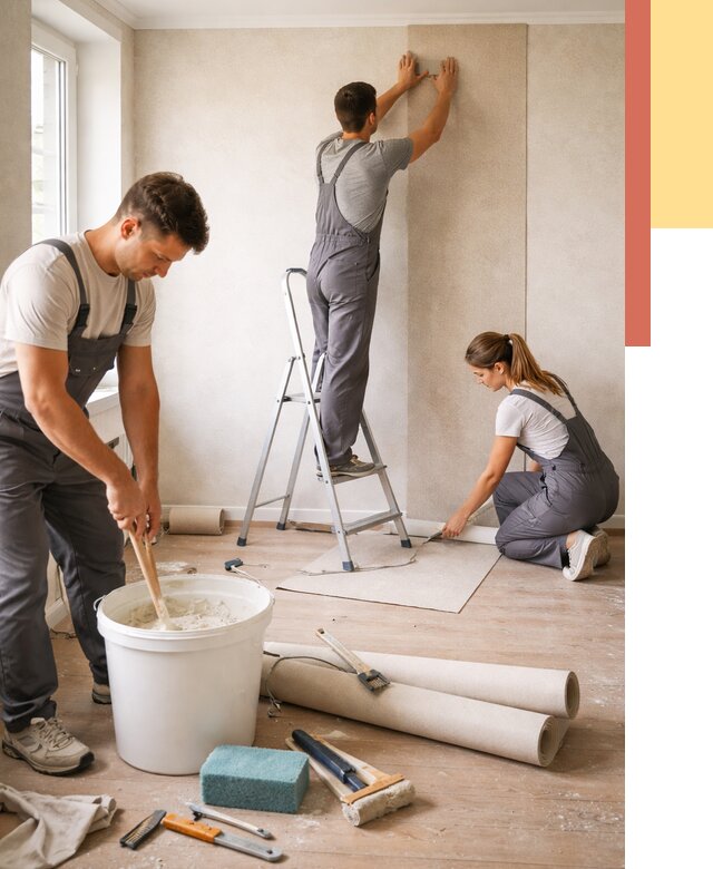 Оклейка стен обоями в Алексине от 3846 руб/м2 — быстро и недорого | ОТДЕЛОЧНИК-Лкс