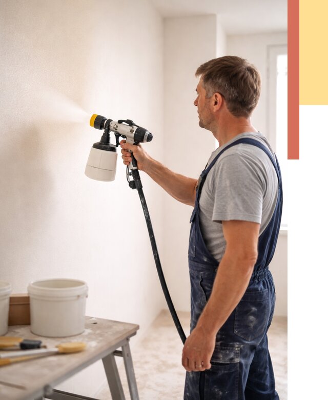 Покраска стен краскопультом в Алексине от 8241 руб. — механизированная покраска | ОТДЕЛОЧНИК-Лкс