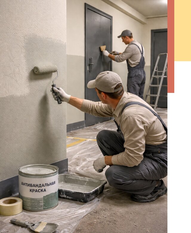Покраска стен антивандальной краской в Алексине от 4945 руб./м² под ключ | ОТДЕЛОЧНИК-Лкс