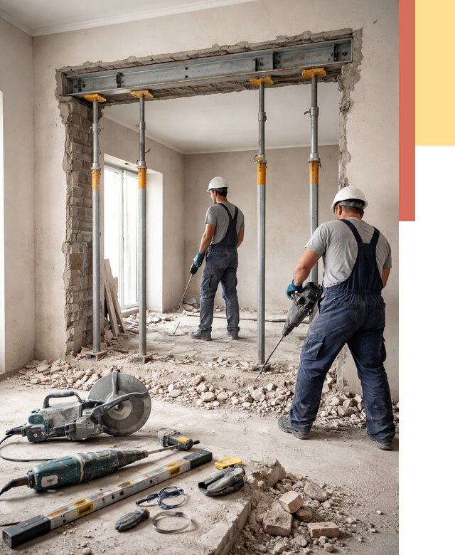 Прорезка проема в стене в Алексине от 4945 руб. — быстро и недорого | ОТДЕЛОЧНИК-Лкс