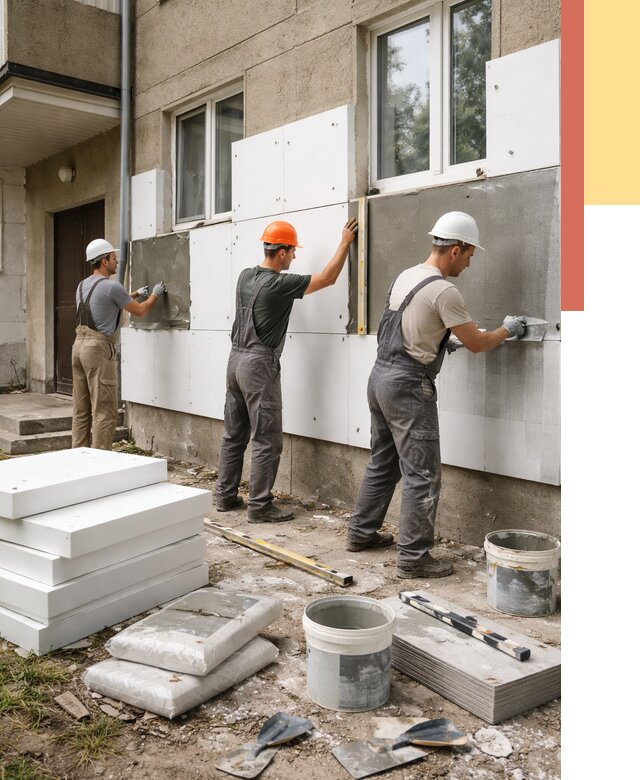 Утепление стен пенопластом в Алексине от 1923 руб. — недорого и под ключ | ОТДЕЛОЧНИК-Лкс