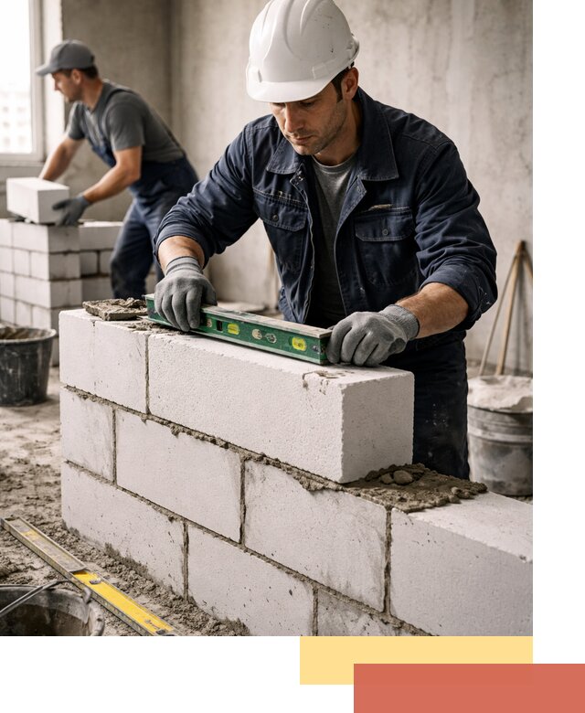 Кладка перегородок из пеноблока под ключ в Алексине