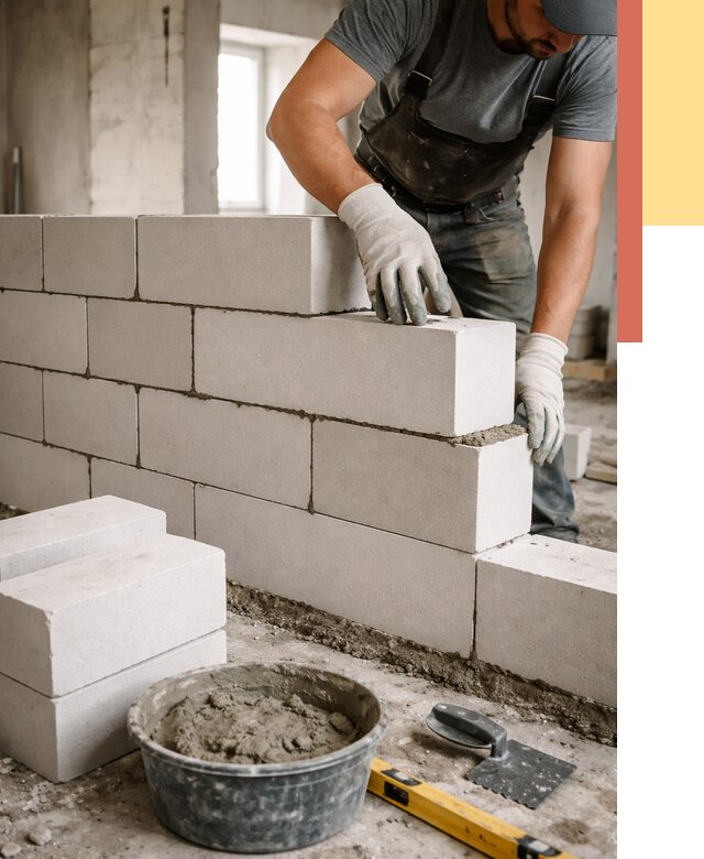 Кладка перегородок из силикатного блока в Алексине от 4395 руб. под ключ | ОТДЕЛОЧНИК-Лкс