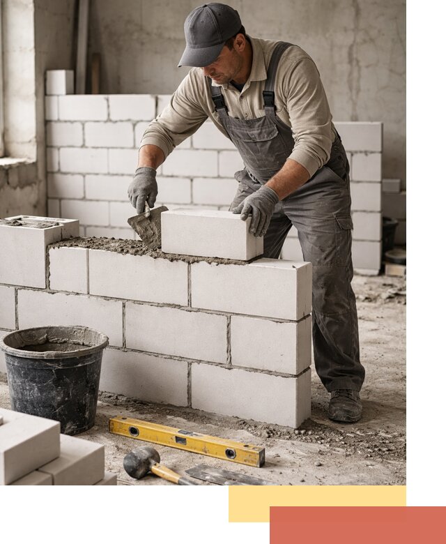 Кладка перегородок из силикатного блока в Алексине