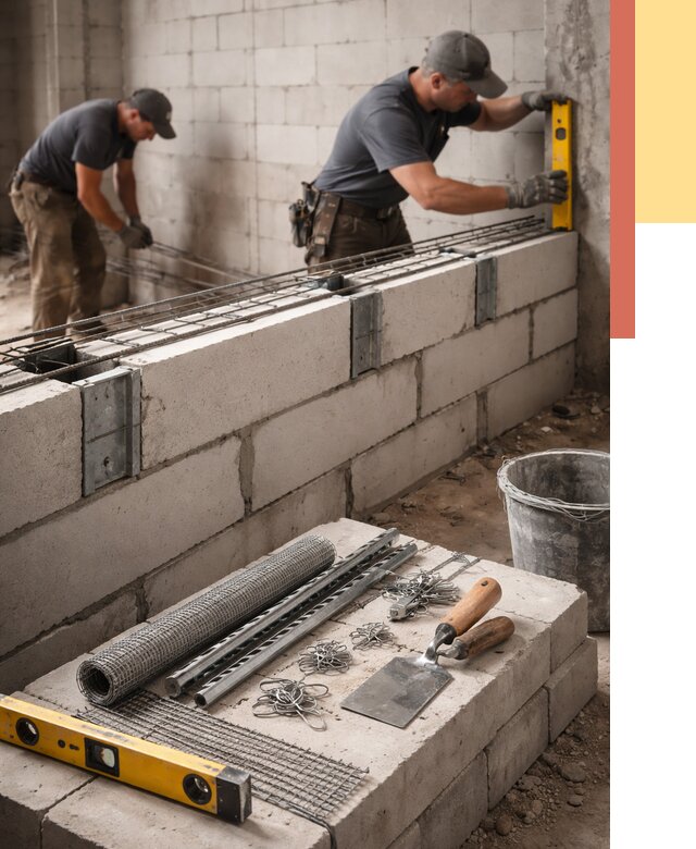 Армирование кладки перегородок в Алексине от 824 руб. под ключ | ОТДЕЛОЧНИК-Лкс