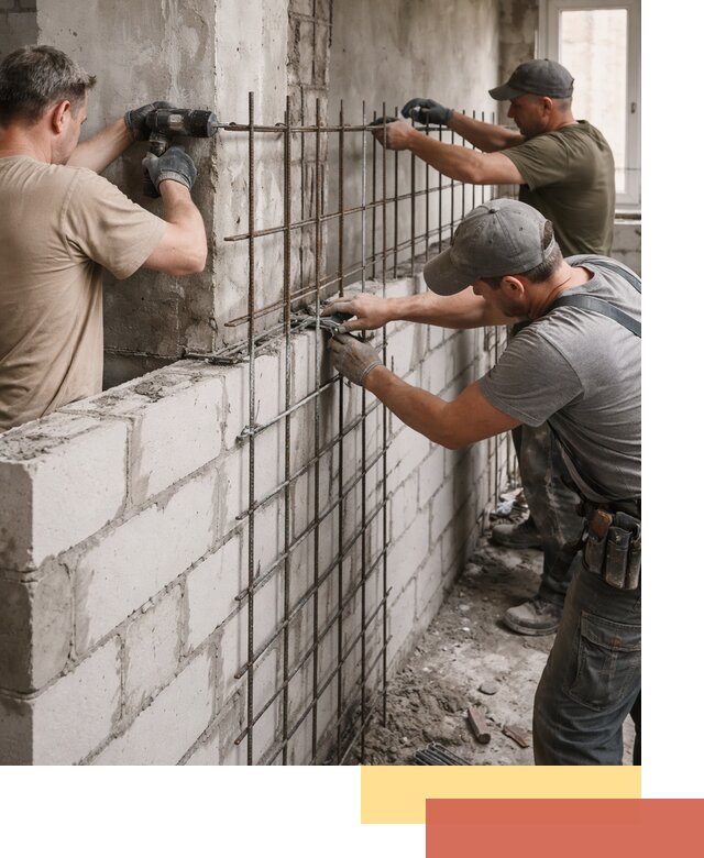 Армирование кладки перегородок в Алексине профессионально и надёжно