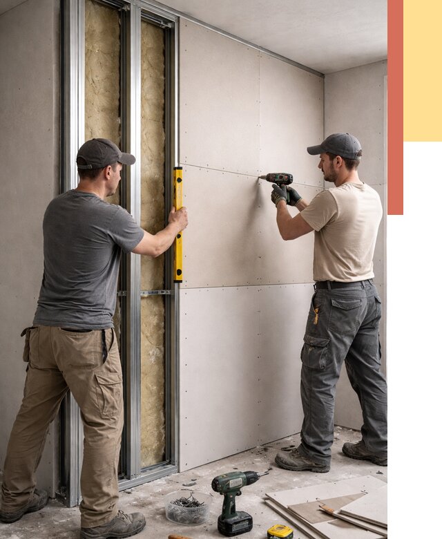 Монтаж двухслойной перегородки из гипсокартона в Алексине от 1593 руб. | ОТДЕЛОЧНИК-Лкс