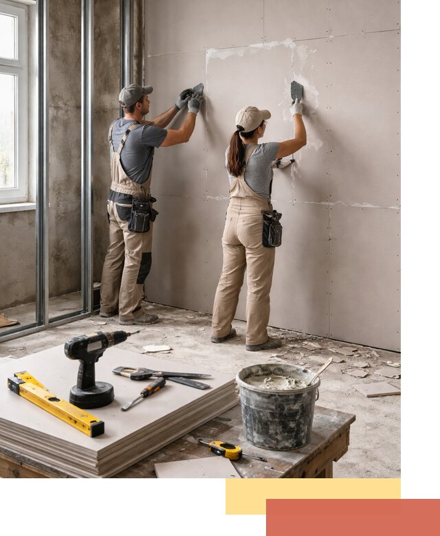 Монтаж двухслойной перегородки из гипсокартона в Алексине