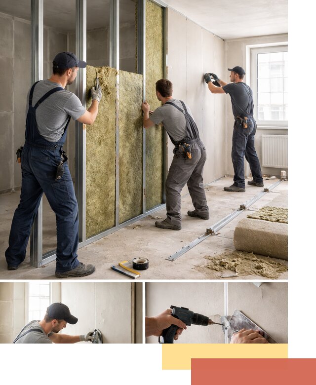 Перегородка из гипсокартона с шумоизоляцией в Алексине — монтаж под ключ