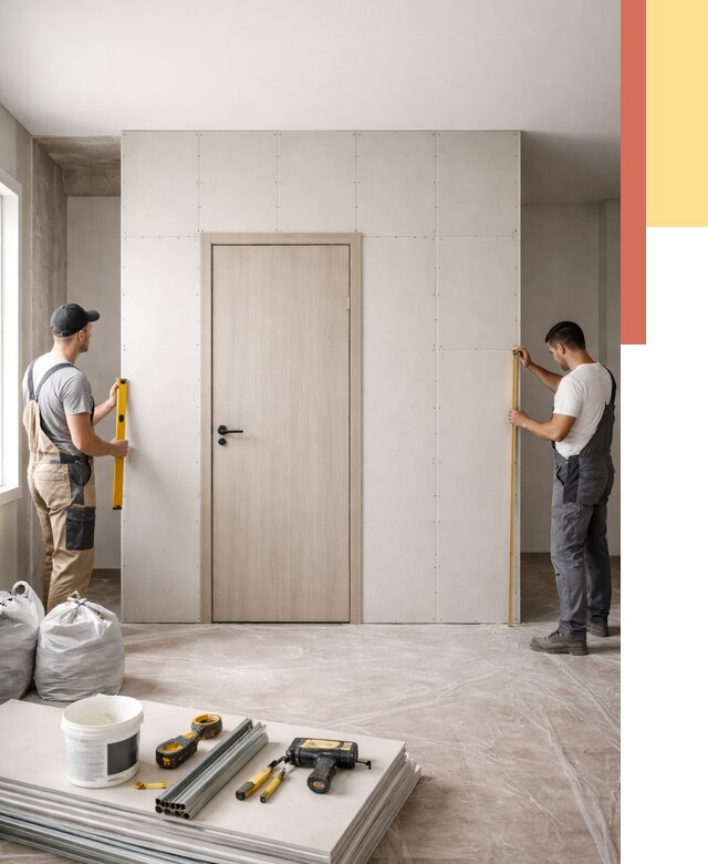 Перегородка из гипсокартона с дверью в Алексине от 4945 руб. под ключ | ОТДЕЛОЧНИК-Лкс