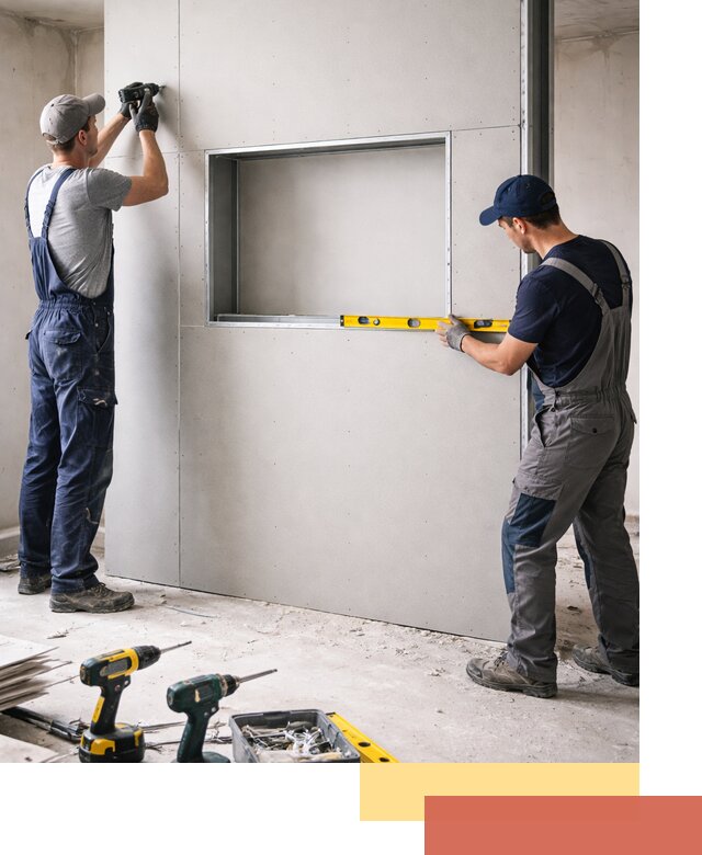 Перегородка из гипсокартона с нишей под декор в Алексине