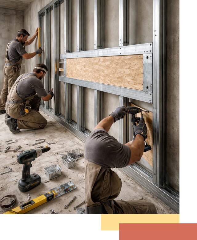 Усиленная перегородка для крепления тяжёлых конструкций в Алексине