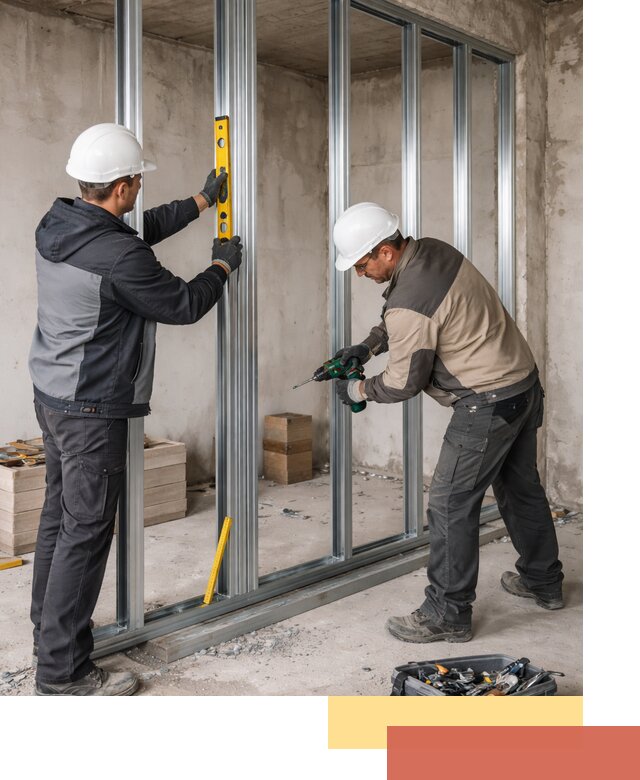 Монтаж каркаса перегородки из профиля в Алексине