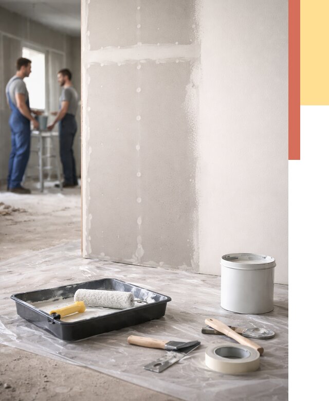 Покраска перегородок из гипсокартона в Алексине от 4945 руб. под ключ | ОТДЕЛОЧНИК-Лкс