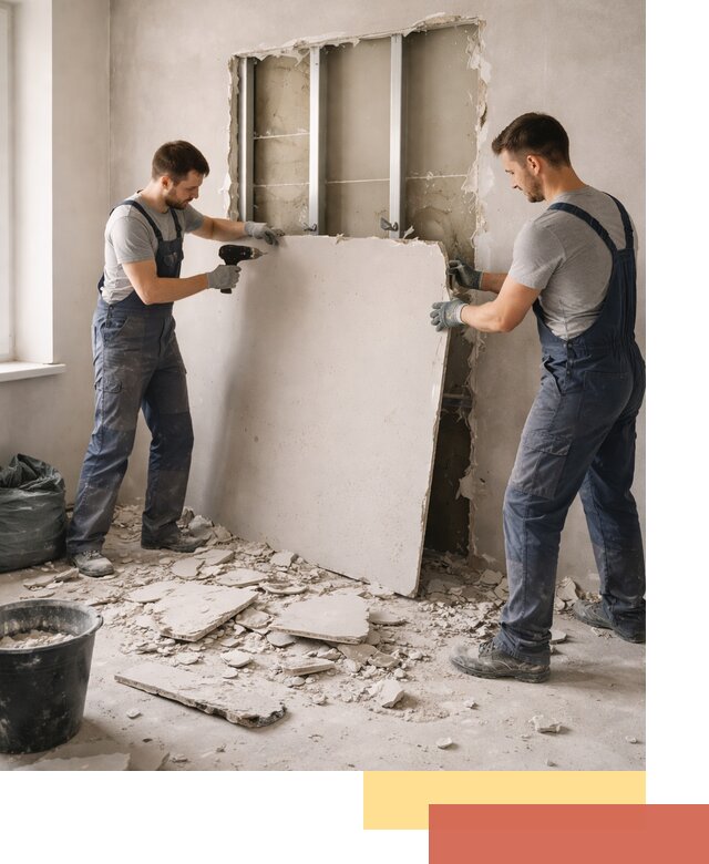 Демонтаж перегородки из гипсокартона в Алексине быстрый и аккуратный