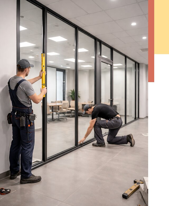 Каркасные стеклянные перегородки в Алексине под ключ от 10109 руб. | ОТДЕЛОЧНИК-Лкс