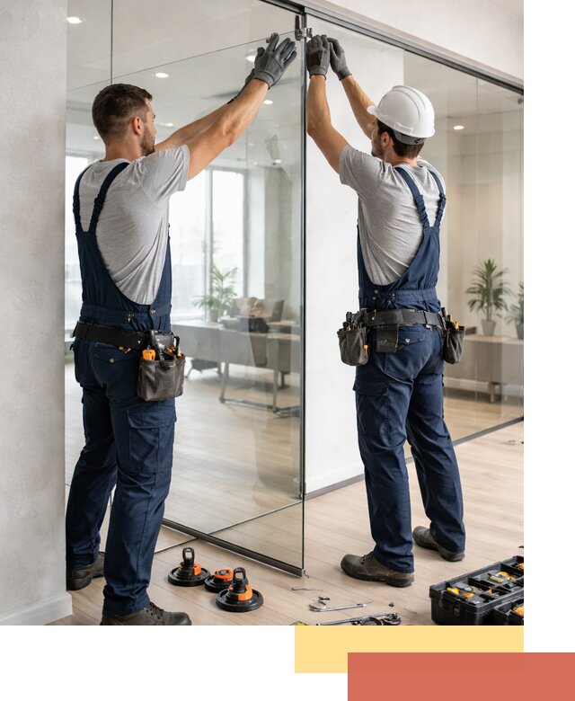 Безрамные стеклянные перегородки под ключ в Алексине