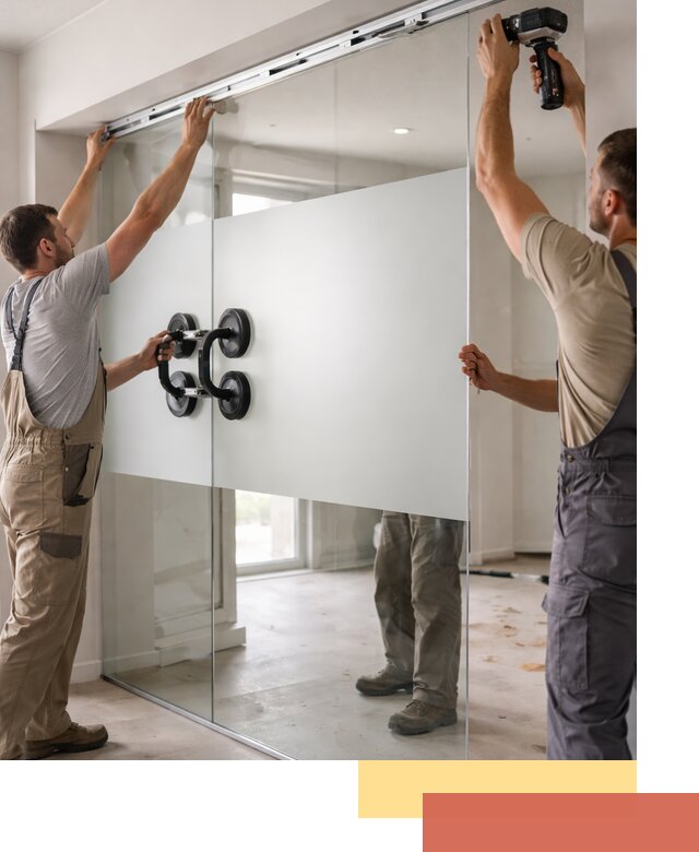 Матовые стеклянные перегородки под ключ в Алексине