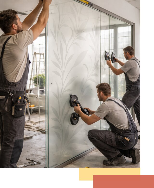 Стеклянные перегородки с рисунком на заказ в Алексине