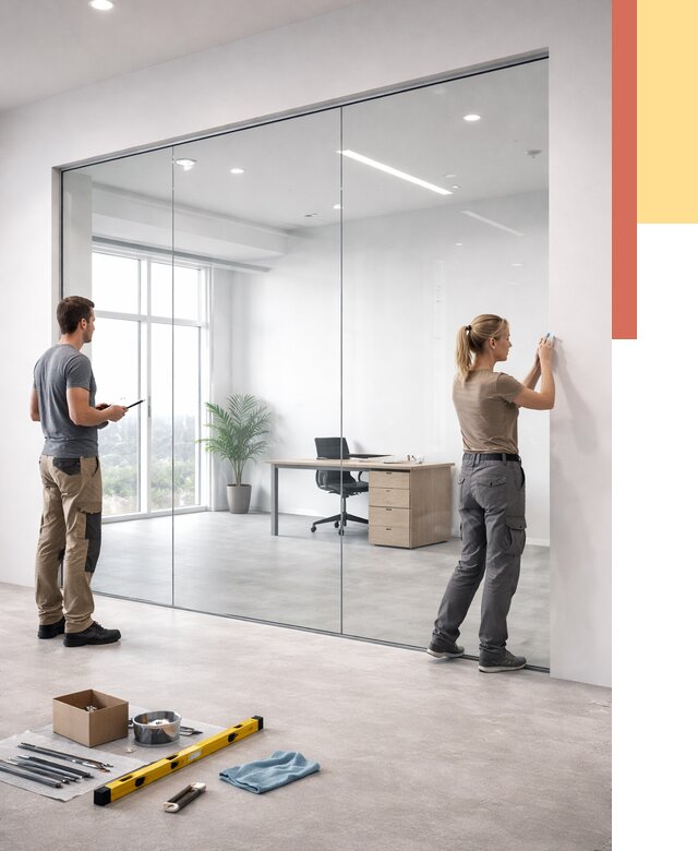 Перегородки из закаленного стекла в Алексине от 10439 руб. под ключ | ОТДЕЛОЧНИК-Лкс