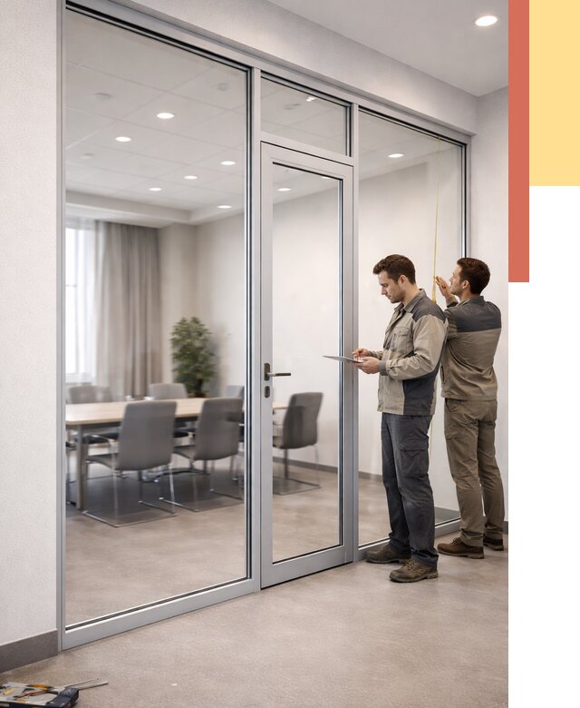 Установка и монтаж алюминиевых перегородок со стеклом в Алексине от 9010 руб. | ОТДЕЛОЧНИК-Лкс