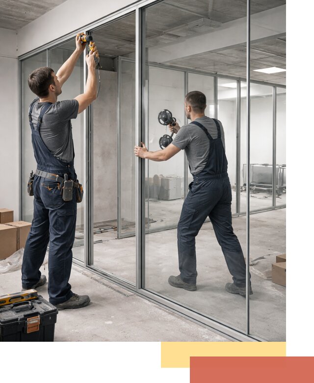 Алюминиевые перегородки со стеклом в Алексине — изготовление и монтаж