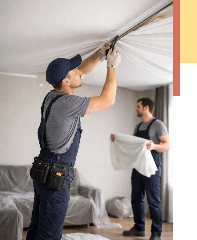 Демонтаж натяжного потолка в Алексине от 4945 руб. — снятие и разбор под ключ | ОТДЕЛОЧНИК-Лкс