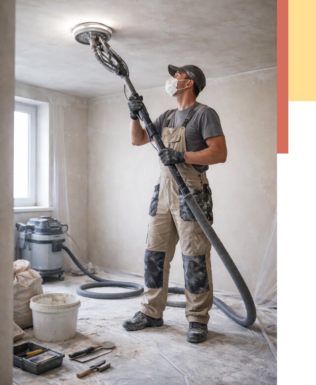 Шлифовка потолка в Алексине от 3846 руб. — услуги шлифования потолка | ОТДЕЛОЧНИК-Лкс