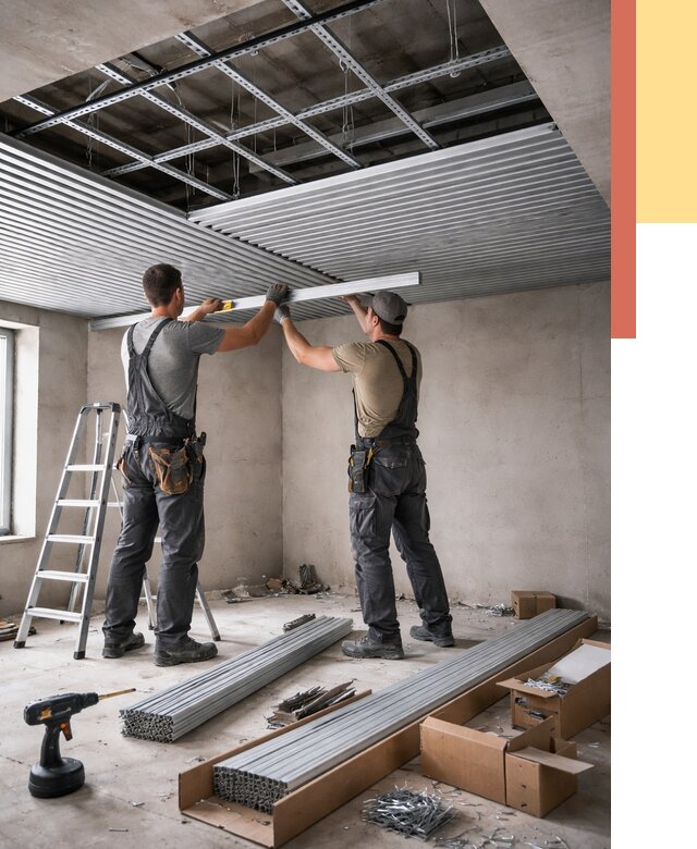 Монтаж реечного потолка в Алексине от 4945 руб. под ключ | ОТДЕЛОЧНИК-Лкс