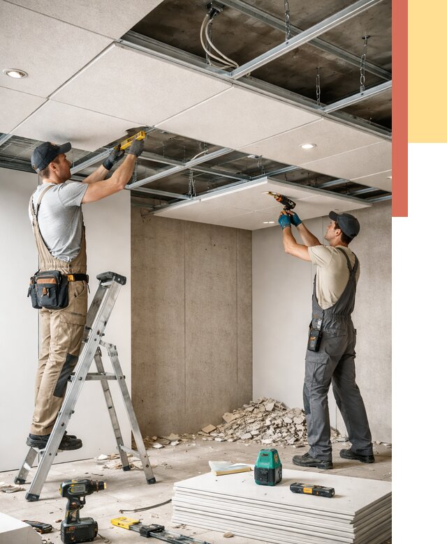 Монтаж акустического потолка в Алексине от 7142 руб/м2 — быстро и недорого | ОТДЕЛОЧНИК-Лкс