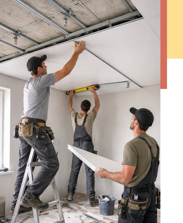 Монтаж потолка из ПВХ панелей в Алексине от 3846 руб./м2 — быстро и недорого | ОТДЕЛОЧНИК-Лкс