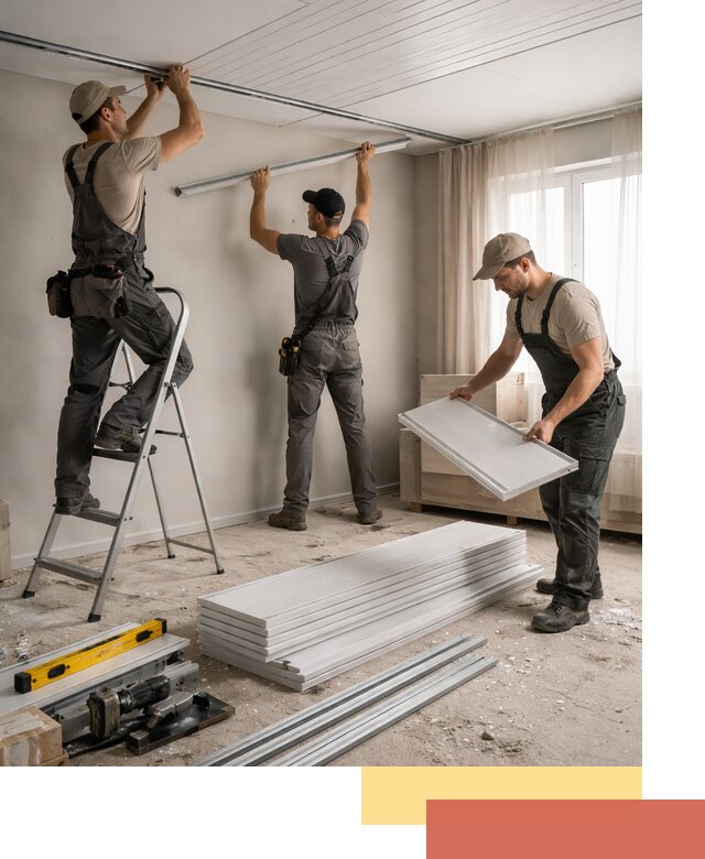 Монтаж потолка из ПВХ панелей в Алексине оперативно и качественно