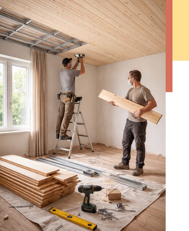 Монтаж потолка из вагонки в Алексине от 7142 руб. | Быстро и недорого — ОТДЕЛОЧНИК-Лкс