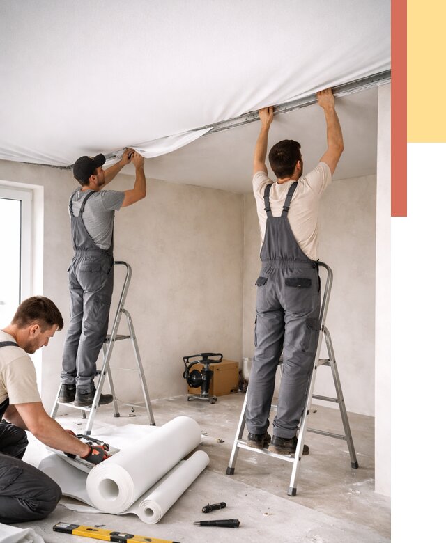 Монтаж тканевого натяжного потолка в Алексине от 3846 руб. под ключ | ОТДЕЛОЧНИК-Лкс