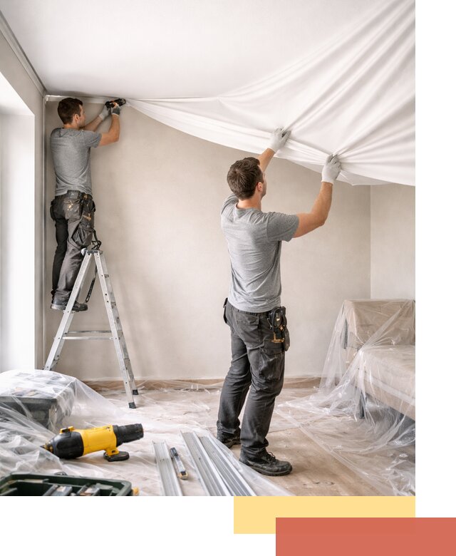 Монтаж тканевого натяжного потолка в Алексине недорого и быстро