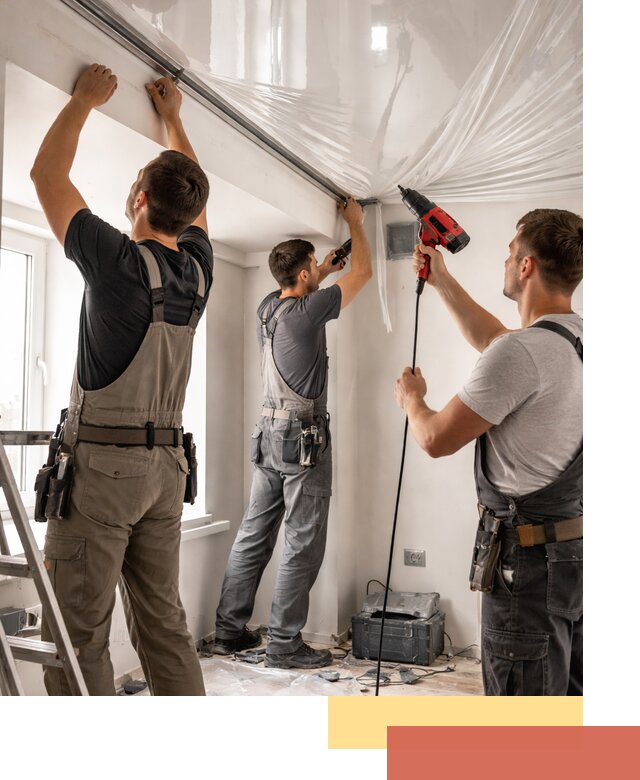 Монтаж глянцевого натяжного потолка в Алексине быстро и качественно